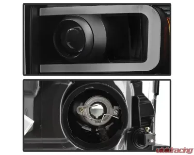 Xtune Black Smoked Light Bar DRL Projector Headlights Ford F250 | F350 | F450 Super Duty 2011-2016 - PRO-JH-FS11-LBBRL-BSM