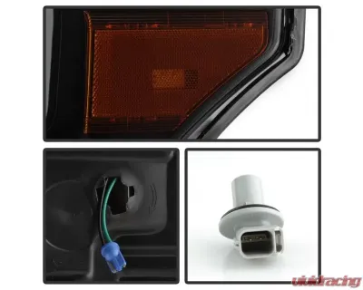 Xtune Black Smoked Light Bar DRL Projector Headlights Ford F250 | F350 | F450 Super Duty 2011-2016 - PRO-JH-FS11-LBBRL-BSM