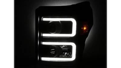 Xtune Black Smoked Light Bar DRL Projector Headlights Ford F250 | F350 | F450 Super Duty 2011-2016                                     - PRO-JH-FS11-LBBRL-BSM - Image 7