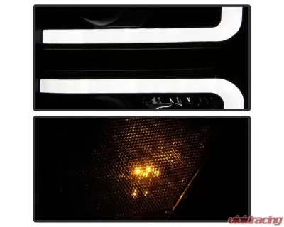 Xtune Black Smoked Light Bar DRL Projector Headlights Ford F250 | F350 | F450 Super Duty 2011-2016 - PRO-JH-FS11-LBBRL-BSM