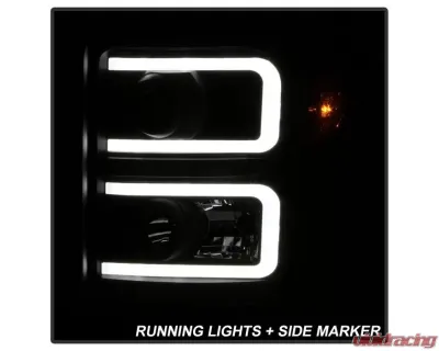 Xtune Black Smoked Light Bar DRL Projector Headlights Ford F250 | F350 | F450 Super Duty 2011-2016 - PRO-JH-FS11-LBBRL-BSM