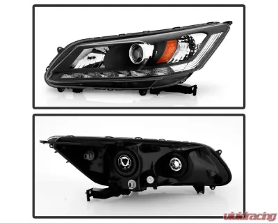 Xtune Black LED Blue Start / Sequential Signal DRL Projector Headlights Honda Accord 4Dr 2013-2015 - PRO-JH-HA14-4D-SLED-BK