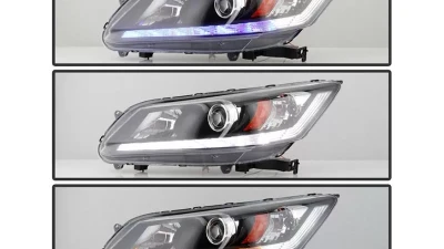 Xtune Black LED Blue Start / Sequential Signal DRL Projector Headlights Honda Accord 4Dr 2013-2015                                     - PRO-JH-HA14-4D-SLED-BK - Image 8
