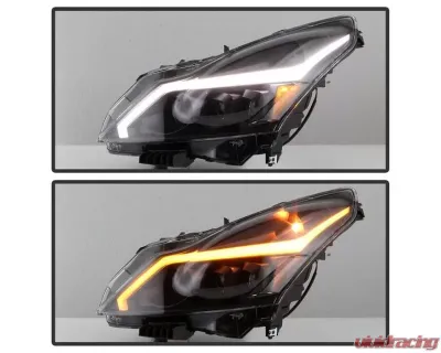 Xtune Black LED Stripe Projector Headlights w/ Sequential Turn Signal Infiniti G37 Sedan | G25 | Q40 2010-2015 - PRO-JH-IG3507-4D-LB-BK