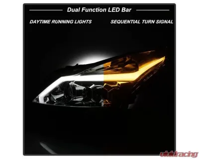 Xtune Chrome LED Stripe Projector Headlights w/ Sequential Turn Signal Infiniti G37 Sedan | G25 | Q40 2010-2015 - PRO-JH-IG3507-4D-LB-C