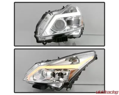 Xtune Chrome LED Stripe Projector Headlights w/ Sequential Turn Signal Infiniti G37 Sedan | G25 | Q40 2010-2015 - PRO-JH-IG3507-4D-LB-C