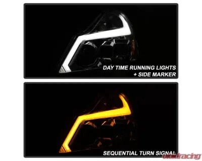 Xtune Chrome LED Stripe Projector Headlights w/ Sequential Turn Signal Infiniti G37 Sedan | G25 | Q40 2010-2015 - PRO-JH-IG3507-4D-LB-C