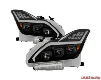Xtune Black LED Projector Headlights with Sequential Turn Signal Infiniti G37 Coupe 2008-2013 - PRO-JH-IG3708-2D-FLED-BK