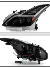 Xtune Black LED Projector Headlights with Sequential Turn Signal Infiniti G37 Coupe 2008-2013                                     - PRO-JH-IG3708-2D-FLED-BK - Image 2