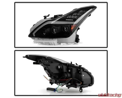 Xtune Black LED Projector Headlights with Sequential Turn Signal Infiniti G37 Coupe 2008-2013 - PRO-JH-IG3708-2D-FLED-BK