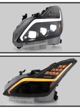 Xtune Black LED Projector Headlights with Sequential Turn Signal Infiniti G37 Coupe 2008-2013                                     - PRO-JH-IG3708-2D-FLED-BK - Image 11