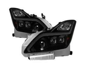 Xtune Black Smoked DRL Light Bar Projector Headlights with Sequential Turn Signal Infiniti G37 Coupe 2008-2013