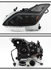 Xtune Black Smoked DRL Light Bar Projector Headlights with Sequential Turn Signal Infiniti G37 Coupe 2008-2013                                     - PRO-JH-IG3708-2D-LB-BSM - Image 2