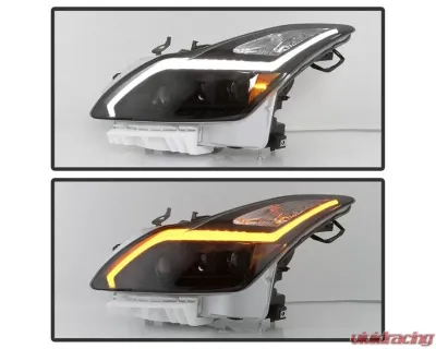 Xtune Black Smoked DRL Light Bar Projector Headlights with Sequential Turn Signal Infiniti G37 Coupe 2008-2013 - PRO-JH-IG3708-2D-LB-BSM