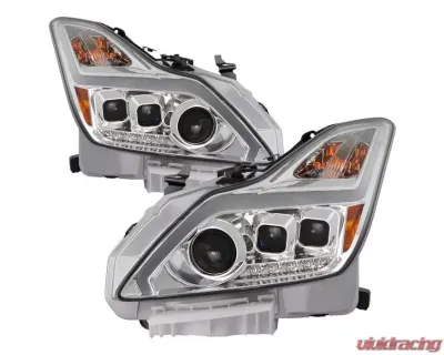 Xtune Chrome DRL Light Bar Projector Headlights with Sequential Turn Signal Infiniti G37 Coupe 2008-2013 - PRO-JH-IG3708-2D-LB-C