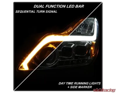 Xtune Chrome DRL Light Bar Projector Headlights with Sequential Turn Signal Infiniti G37 Coupe 2008-2013 - PRO-JH-IG3708-2D-LB-C