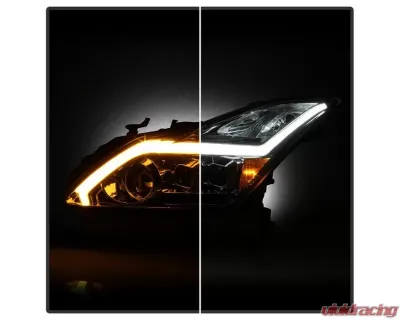 Xtune Chrome DRL Light Bar Projector Headlights with Sequential Turn Signal Infiniti G37 Coupe 2008-2013 - PRO-JH-IG3708-2D-LB-C