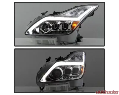 Xtune Chrome DRL Light Bar Projector Headlights with Sequential Turn Signal Infiniti G37 Coupe 2008-2013 - PRO-JH-IG3708-2D-LB-C