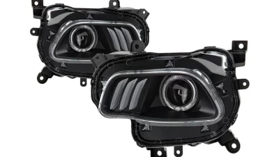 Xtune Black LED Light Bar Projector Headlights Jeep Cherokee 2014-2019                                     - PRO-JH-JC14-LB-BK - Image 9