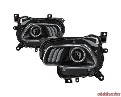 Xtune Black LED Light Bar Projector Headlights Jeep Cherokee 2014-2019 - PRO-JH-JC14-LB-BK