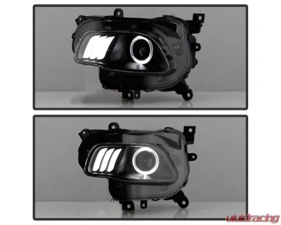 Xtune Black LED Light Bar Projector Headlights Jeep Cherokee 2014-2019 - PRO-JH-JC14-LB-BK