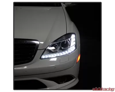 Xtune Chrome LED Projector Headlights Mercedes Benz W221 S Class 2007-2009 - PRO-JH-MBW22107-HID-C