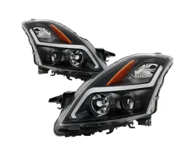 Xtune Black LED Light Bar Projector Headlights Nissan Altima Sedan 2007-2009