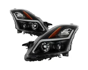 Xtune Black Smoked LED Light Bar Projector Headlights Nissan Altima Sedan 2007-2009