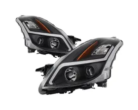 Xtune Black DRL Light Bar Projector Headlights Nissan Altima Coupe 2008-2009