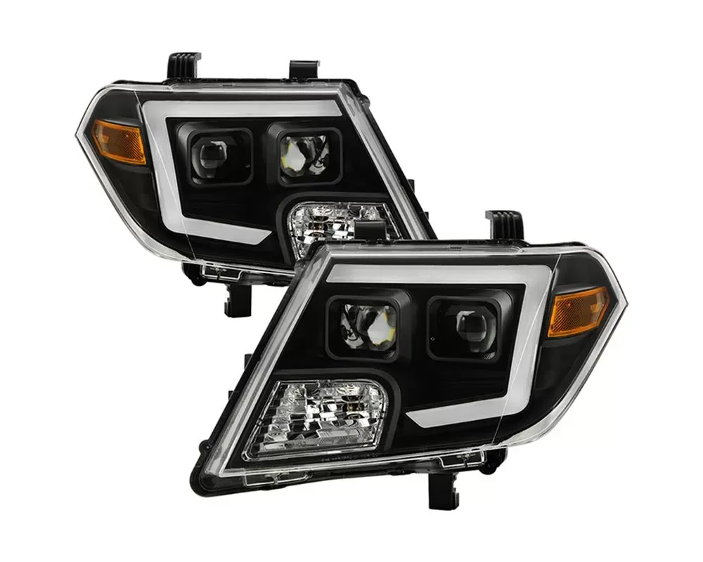 Xtune Black Light Bar DRL Projector Headlights Nissan Frontier 2009-2020 - PRO-JH-NF09-LB-BK