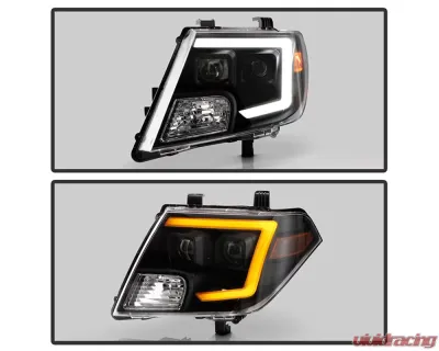 Xtune Black Light Bar DRL Projector Headlights Nissan Frontier 2009-2020 - PRO-JH-NF09-LB-BK