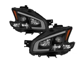 Xtune Black LED Light Bar Projector Headlights Nissan Maxima 2009-2014
