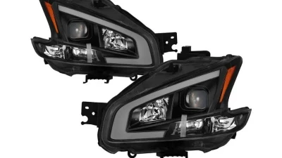 Xtune Black LED Light Bar Projector Headlights Nissan Maxima 2009-2014                                     - PRO-JH-NM09-LB-BK - Image 10
