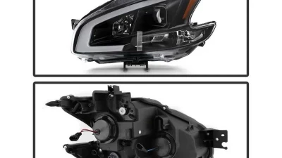 Xtune Black LED Light Bar Projector Headlights Nissan Maxima 2009-2014                                     - PRO-JH-NM09-LB-BK - Image 2