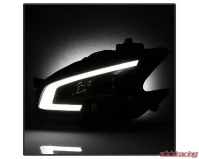Xtune Black LED Light Bar Projector Headlights Nissan Maxima 2009-2014 - PRO-JH-NM09-LB-BK