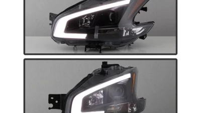 Xtune Black LED Light Bar Projector Headlights Nissan Maxima 2009-2014                                     - PRO-JH-NM09-LB-BK - Image 9
