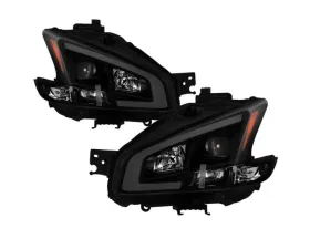 Xtune Black Smoked LED Light Bar Projector Headlights Nissan Maxima 2009-2014