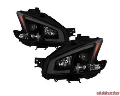 Xtune Black Smoked LED Light Bar Projector Headlights Nissan Maxima 2009-2014 - PRO-JH-NM09-LB-BSM