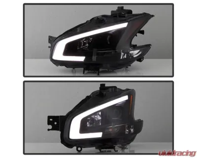 Xtune Black Smoked LED Light Bar Projector Headlights Nissan Maxima 2009-2014 - PRO-JH-NM09-LB-BSM