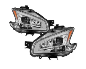 Xtune Chrome LED Light Bar Projector Headlights Nissan Maxima 2009-2014
