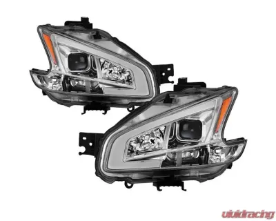 Xtune Chrome LED Light Bar Projector Headlights Nissan Maxima 2009-2014 - PRO-JH-NM09-LB-C