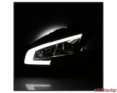 Xtune Chrome LED Light Bar Projector Headlights Nissan Maxima 2009-2014 - PRO-JH-NM09-LB-C