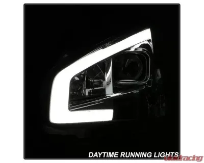 Xtune Chrome LED Light Bar Projector Headlights Nissan Maxima 2009-2014 - PRO-JH-NM09-LB-C