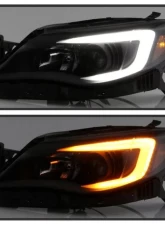 Xtune Black Smoked DRL Light Bar Projector Headlights w/ Switchback Turn Signal Subaru Impreza | WRX 2008-2014                                     - PRO-JH-SI08-LBDRL-BSM - Image 9