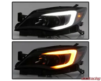 Xtune Black Smoked DRL Light Bar Projector Headlights w/ Switchback Turn Signal Subaru Impreza | WRX 2008-2014 - PRO-JH-SI08-LBDRL-BSM