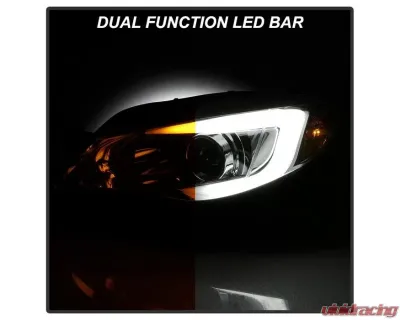 Xtune Chrome DRL Light Bar Projector Headlights w/ Switchback Turn Signal Subaru Impreza | WRX 2008-2014 - PRO-JH-SI08-LBDRL-C