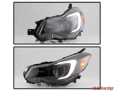Xtune Black DRL LED Light Bar Projector Headlights Subaru Impreza | XV Crosstrek 2012-2016 - PRO-JH-SI13-LB-BK