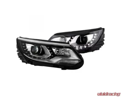 Xtune Chrome Projector LED Headlights with DRL Volkswagen Tiguan 2012-2017 - PRO-JH-VWT12-LED-C