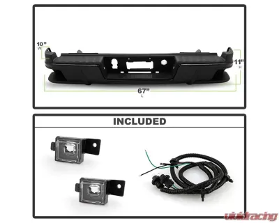 Xtune Black Rear Bumper Assembly w/o Parking Sensor Holes Chevrolet Colorado | GMC Canyon 2015-2019 - RB-CCOL15-SET-BK