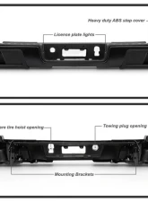 Xtune Black Rear Bumper Assembly w/o Parking Sensor Holes Chevrolet Colorado | GMC Canyon 2015-2019                                     - RB-CCOL15-SET-BK - Image 3